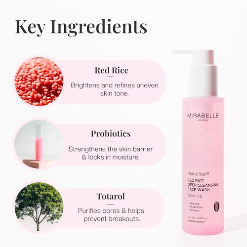Image of Mirabelle Korea Red Rice Deep Cleansing Face Wash for Glowing Skin 150 ML | Face Cleanser for Women & men | Korean Skin Care