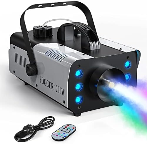 Schneemaschine Mit Fernbedienung – 1200W, Tragbar Mit LED-RGB-Lichtern | Für Partys, Halloween & Weihnachten