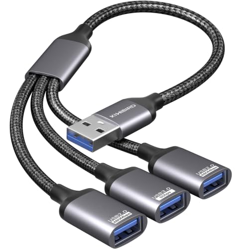KiwiBird USB Splitter 1 zu 3 USB Verteiler (1x USB3.0 2X USB2.0) Y Kabel 3.0 Adapter Erweiterung Ladekabel für Strom und Daten Mini HUB Kompatibel mit Laptop Drucker PC Tastatur Maus