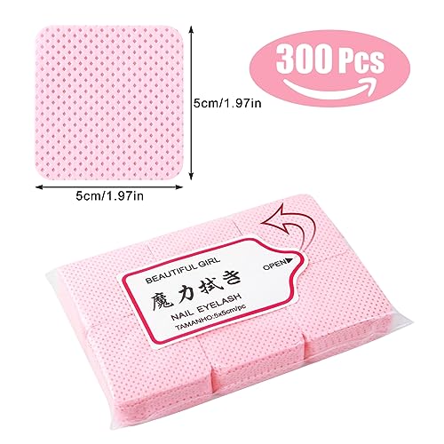Qufiiry 300 Pcs Lint Free Wipes for Nails, Nail Wipes for Gel Polish, Nail Wipe Pads Lint Free Art UV Gel Polish Absorbent Remover Wipes, for Manicure and Clean DIY Nail Art(Pink) - Image 3