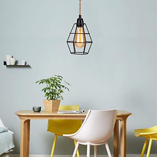 2 Pack Elibbren Plug In Pendant Light Cord Kit With Switch, Vintage Hanging Light Cord With 13.12Ft Twisted Hemp Rope Plug In Pendant Kit, Industrial Pendant Lighting Diy Plug In Lamp Fixture #TOP3