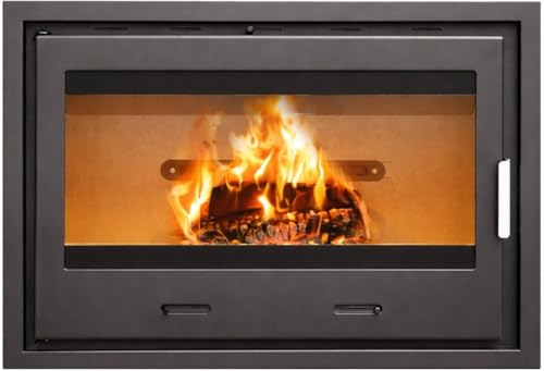 MF - Insertable de Leña Ámber 100 de 14 kW para Chimenea Cassette de Obra con Alto Rendimiento y Calefacción por Convección