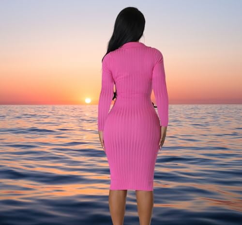 Image of Women's Fashion Sexy Elegant Comfortable Fit Vital V-Neck Knitted Short Sleeve Dress