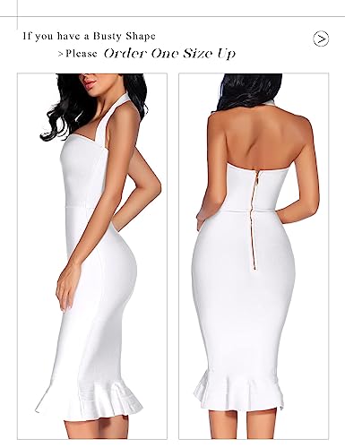 Image of houstil Women's V Neck Halter Fishtail Bandage Bodycon Dress Party