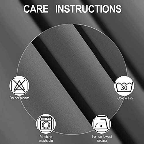 Lemomo 100% Blackout Curtains With Black Lining/52 X 84 Inch/Set Of 2 Panels Thermal Insulated Room Darkening Curtains For Bedroom, Frost Grey #TOP3
