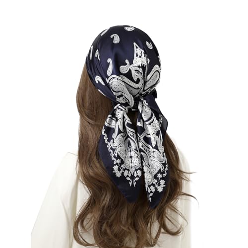 STARWHISPER 27" Square Head Scarf for Women Silk Feeling Satin Scarf Women Fashion Silk Scarf for Wrapping Hair2