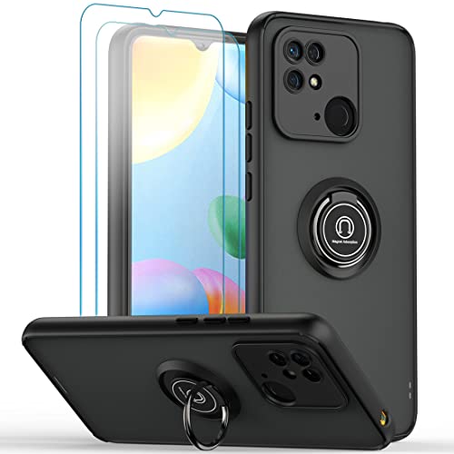 Coque Xiaomi Redmi 10C QUIETIP noire rigide antichoc avec 2 verres trempés