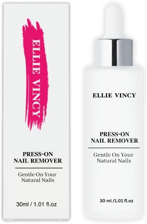 Ellie Vincy Press-On Nail Remover | Gentle, Odor-Free, Acetone-Free, Nail-Friendly Serum for Press-On & Fake Nails | 30 ml / 1.01 fl. oz.