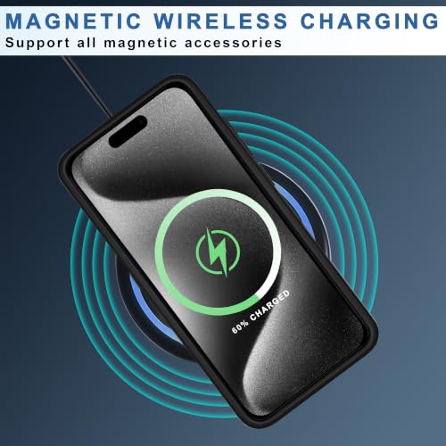 Image of CEDO Magnetic Cover for iPhone 15 Pro Max | Compatible with MagSafe Wireless Charging | Matte Black Case Designed with Magnetic Lock Shockproof Edge Protection Backcover (Translucent Black)