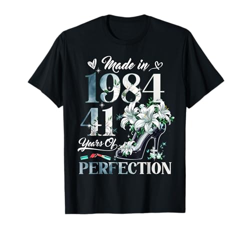 Womens 41st Birthday Floral Made in 1984 Gifts 41 Years Old T-Shirt