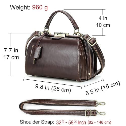 Image of CONTACTS Doctor Bag Purse for Women Luxury Leather Handbag with Lock Shoulder Bag Vintage Top Handle Bag