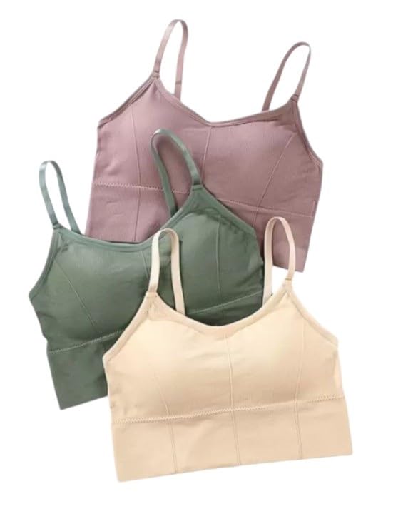 Women's Cotton Wire-Free Full Coverage Lightly Padded Sports Bra - Comfortable & Supportive Everyday Wear - Pack of 3 (Size- 32, Brown, Green, Beige)-image-40