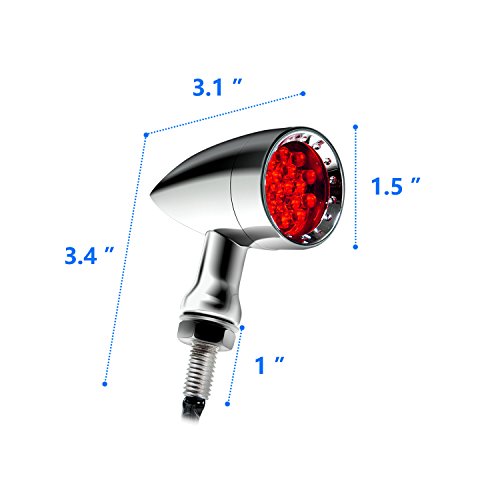 Senkauto Motorcycle Bullet 20 LED turn Signal Light Blinker (Red Light, Chrome) - Thumbnail 2