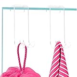 My Space Organizers Acrylic Shower Hooks (2 Pack) Razor Holder to Hang Towel Loofah Washcloth Hook,