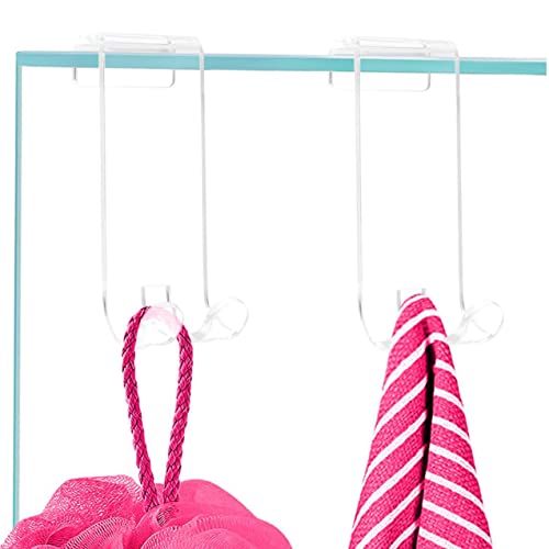 My Space Organizers Acrylic Shower Hooks (2 Pack) Razor Holder To Hang Towel Loofah Washcloth Hook, For Use On Bathroom Frameless Glass Shower Door #TOP10