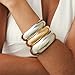 Chunky Gold Bangle Bracelets for Women Gold Chunky Bracelet, Trendy Stackable Bangles Minimalist Cuff Fashion Jewelry (Gold Silver-1)