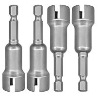 4 Stück Sechskantschaft Nuss Treiber Bit Teckschlüssel, 1/4 Zoll Hakenschraubendreher Flügelmutter Schraubendreher Set Stahl Hohem Kohlenstoffgehalt Stecknuss Werkzeug für Panelmuttern Schrauben C Hak