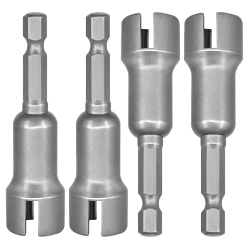 4 Stück Sechskantschaft Nuss Treiber Bit Teckschlüssel, 1/4 Zoll Hakenschraubendreher Flügelmutter Schraubendreher Set Stahl Hohem Kohlenstoffgehalt Stecknuss Werkzeug für Panelmuttern Schrauben C Hak