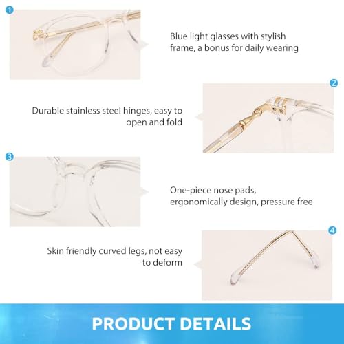 Image of Firmoo Oversize Blue Light Glasses, Unisex Chic Large Round Computer Reading Glasses Reader Anti Glare Anti Eyestrain (Pink Clear 0.0x)