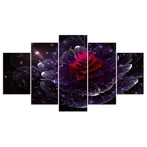Toile 5 pièces orchidées et roses idée cadeau décoration murale moderne bureau