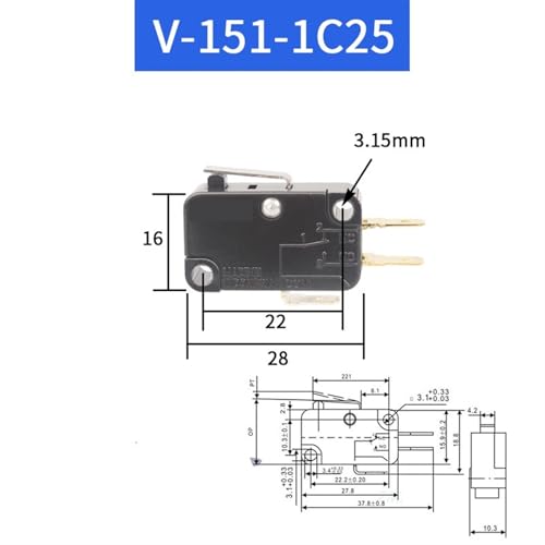 Micro-interrupteur de fin de course V-154-1C25 lot de 10 pièces 10A 250V - 5