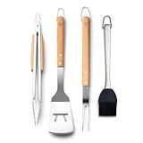 Outset Stainless Steel Grill Tool Set, Verde Collection, Spatula, Tongs, Grill...