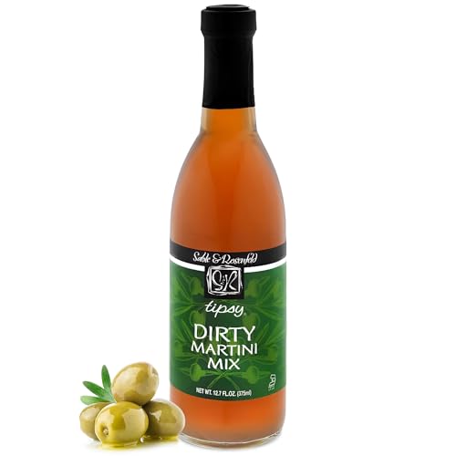 Tipsy Dirty Martini Mix - Smooth and Savory Original Martini Olive Juice, Cocktail Mixer for Gin and Vodka, Kosher Parve - Sable and Rosenfeld - 12.7 fl oz (Pack of 1)