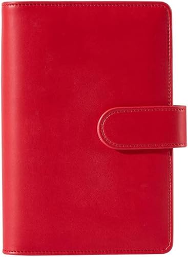 Sooez A6 Notebook Binder, 6 Ring Planner Binder A6 Pu Leather Notebook Binder, Loose Leaf Personal Organizer Binder Cover With Magnetic Buckle Closure, Pu Leather Portfolio Binder, Red #TOP28