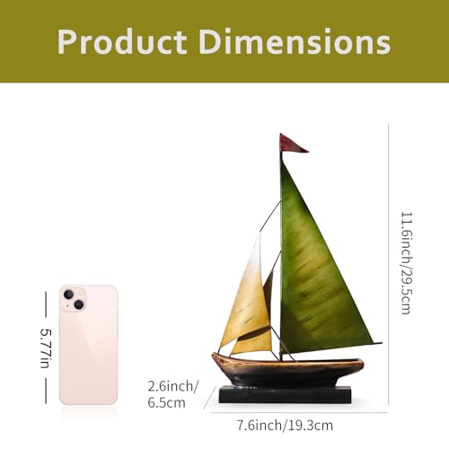 Figura Decorativa de Barco de Metal Artesanal 11" miniatura 4
