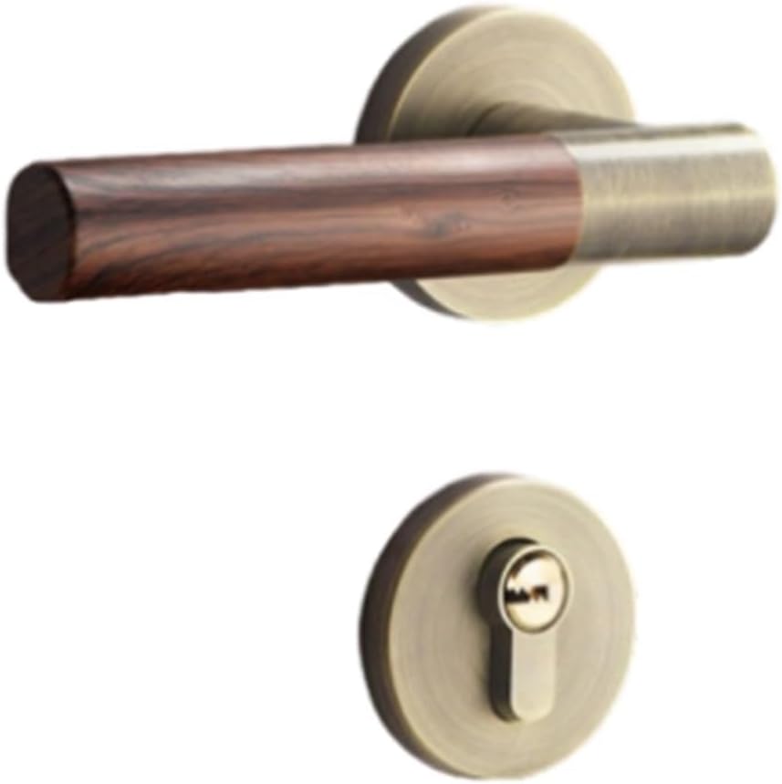 Zinc Alloy Bedroom Interior Split Door Lock Aluminium Alloy Imitation Wood Grain Handle Mute Mechanical Lock 1Pcs(Gold Wood Grain)
