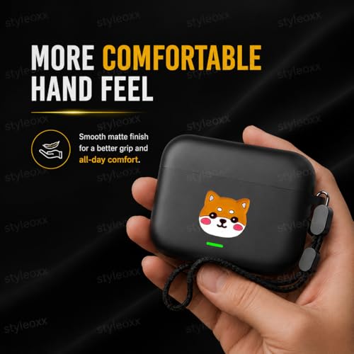 Image of Anvique Silicone Case Cover for Realme Buds T500 Pro, Shockproof Protective Earbuds Cover with Keychain Hook, Anti-Scratch Soft Silicone Skin, Full Body Protection Case (ShibaDog Lanyard)