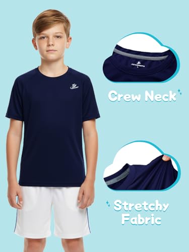 Image of DEVOROPA Youth Boys Compression Shirt Long /Short Sleeve Football Baseball Undershirt Quick Dry Kids Sports Baselayer Crewneck