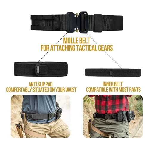 VISMIX Tactical Belt, Quick Release 1.75" MOLLE Battle Belt with Inner Belt and Anti-Slip Pad- Heavy Duty Battle Belts - Thumbnail 2