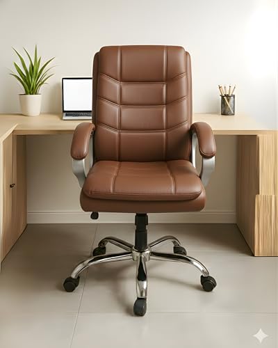 Image of activa Executive Revolving Office Chair | Ergonomic Computer Desk Chair with Cushioned Seat| Heavy Duty Steel Base, Adjustable Height & 360 Swivel Wheel| Study /Home /Offcie Visitor Chair (Star, Tan)