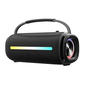 Portable Bluetooth Speaker, Outdoor Waterproof Wireless Speaker with Colorful Flashing Lights, 20W Super Bass, TWS Pairing Suitable for Outdoor, Party, Home, Beach, Travel (Black)