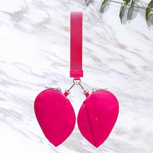 2 In 1 Love Stitching Wrist Bag Simple Nylon Wallet Bank Card Holder (Rose Red)2
