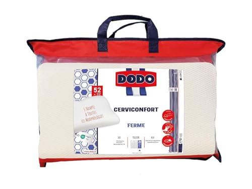 DODO - Oreiller à Mémoire de Forme 32x52 cm - Ergonomique Cerviconfort, Maintien Ferme des Cervicales - Taie Déhoussable 70% Polyester 30% Coton -...