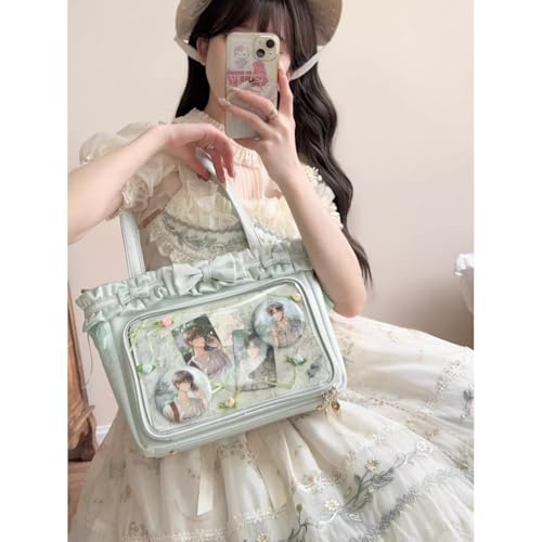 Bolso Tote para mujer con ventana y volantes en cuero PU miniatura 6