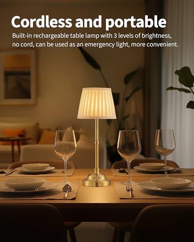 Kdg AMZ-TBL-022-BRONZE Portables Cordless Table Lamp, Fabric Shade Desk Lamp thumb #8