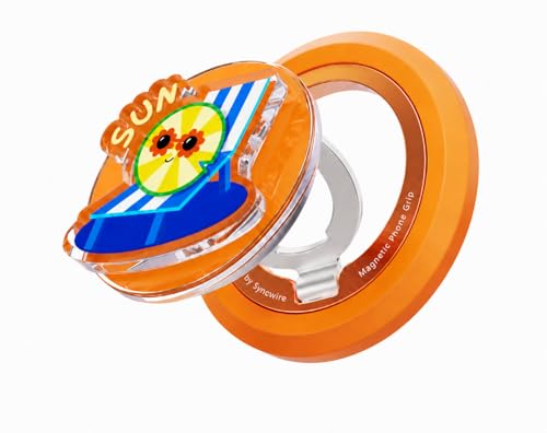 Support anneau magnétique pour MagSafe Syncwire et poignée de téléphone rotative orange