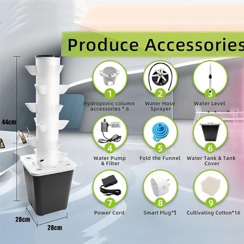 Indoor Hydroponic Growing System for Herbs & Vegetables - Aeroponic Tower with Pump, Timer, Net Pots, Efficient Indoor Gardening Solution