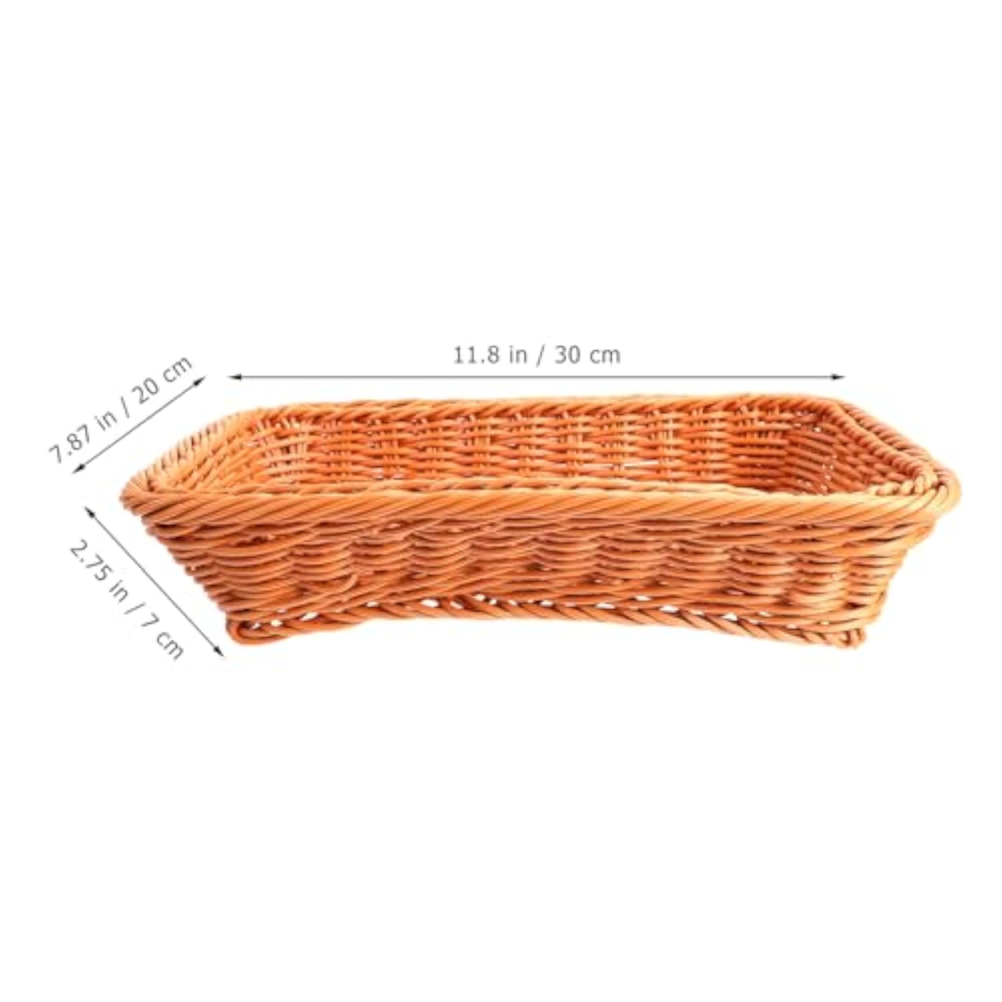 Brown Woven Plastic Fruit Basket for Kitchen Storage