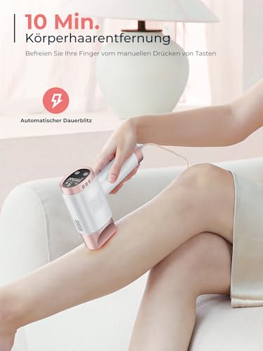 21J IPL Geräte Haarentfernung mit 8℃ Eiskühlsystem, Laser Haarentfernung 9 Stufen & 600 NM Rotlicht, LCD-Touchscreen IPL Haarentfernungsgerät für Frauen Männer, Gesicht Arm Bikinizone Körper, Rose 5