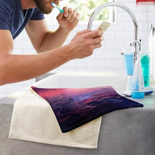 Serviette de bain séchage rapide super douce couleur violet coucher de soleil