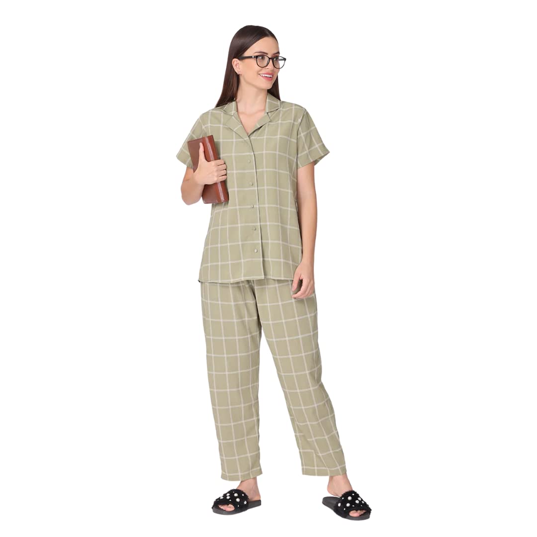 The Mom StoreMaternity and Nursing Co-Ord Set | Viscose Muslin | Feeding Zipper at The Front | Pre and Post Pregnancy | Comfortable | Striped Print | Color - Grey