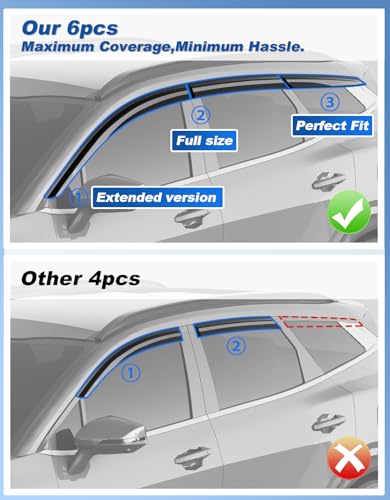 Image of 6-PCS Extra-Thick Rain Guards Fit for Kia Sportage 2023 2024 2025 2026 Extra Durable Tape-on Window Rain Guard Window Deflectors Vent Shades Window Visor Vent Visors Exterior