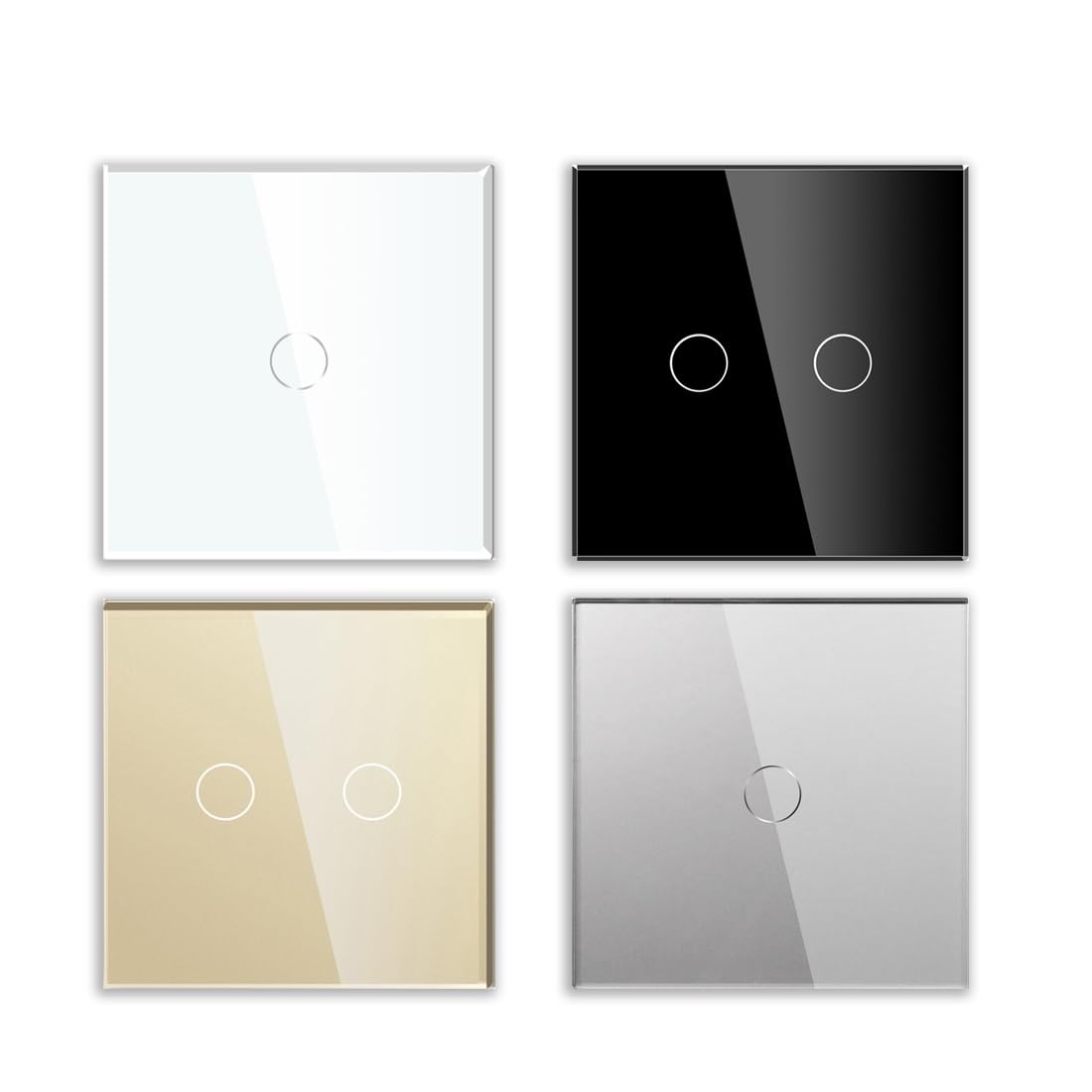 Interruptor Tactil Interruptor de luz táctil 1/2/3 vías, panel vidrio 1/2, 220 V(3Gang White,2Way)