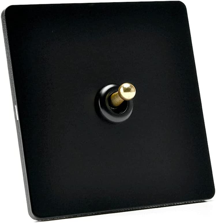 Wall Toggle Switch, Steel Switch Panel Black 1-4 Gang 2 Way Single Double Control Lamp Home 86 Type Antique Brass Switch Stainless1 Gang