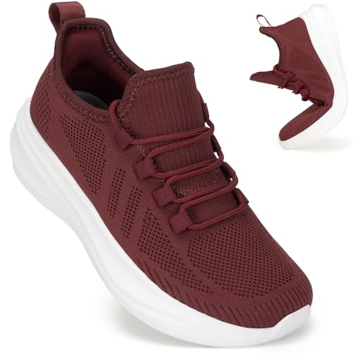 ZOVE Women's Wide Toe Box Tennis Sneakers 38 Wine Red