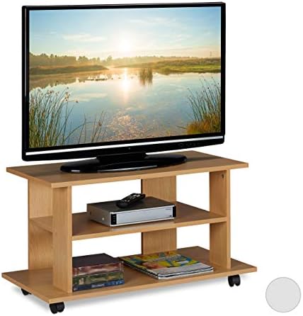 Relaxdays TV Unit with Wheels with 2 Compartments, TV Table, 45 x...